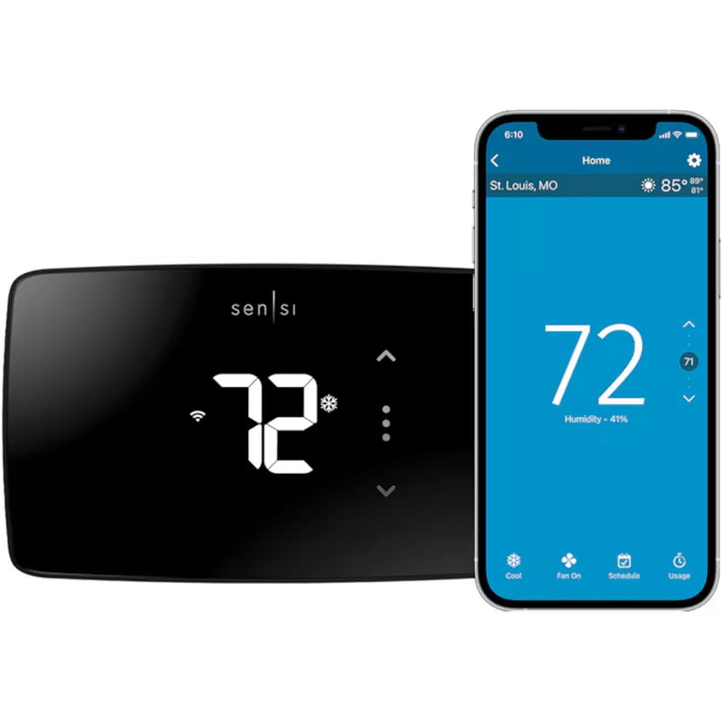 Sensi Black Smart Compatible Smart Thermostat with Wi-Fi Compatibility